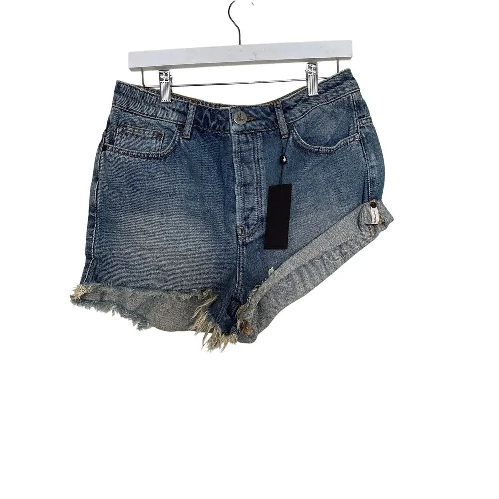 NWT One Teaspoon Sz26 Vintage Fit Bandits Cut Off Mid Rise Low Waist Jean Shorts